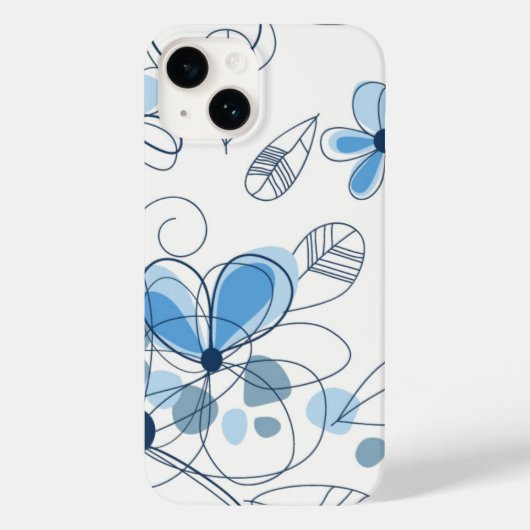 iPhone 14 Hoesje-Blauwe Bloemen Case-Mate iPhone Case (Achterkant)
