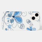 iPhone 14 Hoesje-Blauwe Bloemen Case-Mate iPhone Case (Achterkant (horizontaal))