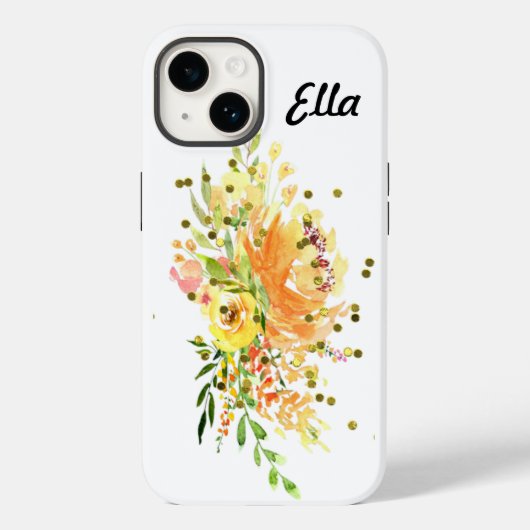 iPhone 14 Hoesje hard met gele bloemen (Achterkant)
