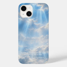 iPhone 14 Hoesje • Lichtgevende Wolken met Schrift