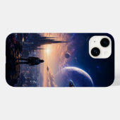 iPhone 14 Hoesje • Sci-Fi Futuristische Stadslands (Achterkant (horizontaal))