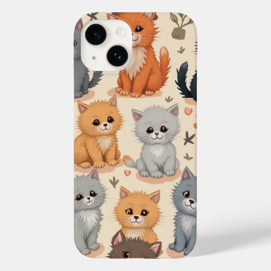 iPhone 14 Hoesjes Schattige kittenpatroon Telefoon (Achterkant)