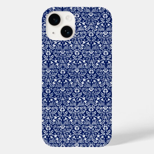 iPhone 14 hoesjes William Morris Art Blue (Achterkant)