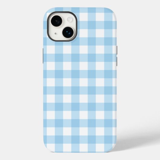 iPhone 14 Plus Stoere Telefoon Case gingham blauw (Achterkant)