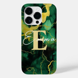iPhone 14 Pro hoesje Groene & Gouden Alcoholinkt