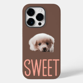 iPhone 14 Pro Hoesjes Sweet Puppy and Brown Design