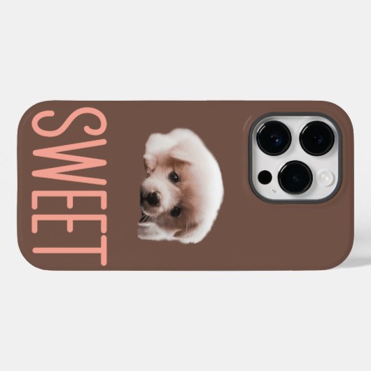iPhone 14 Pro Hoesjes Sweet Puppy and Brown Design (Achterkant (horizontaal))