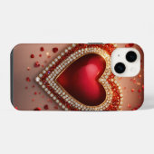 iPhone 14 Stoer Hoesje, Glanzend met hart liefde iPhone Hoesje (Achterkant horizontaal)