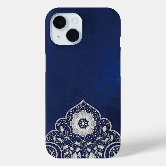 Iphone 15 case Blue elegant Turkish Design (Achterkant)