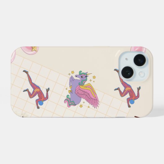 iPhone 15 Case with a unicorn (Achterkant horizontaal)