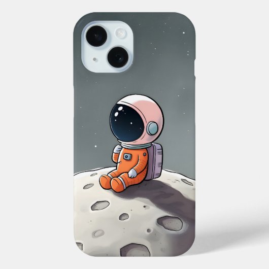 iPhone 15 hoesje - Astronaut zit op de maan (Achterkant)