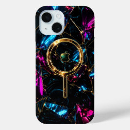 iPhone 15 Hoesje: Futuristische Neon Kristal MagSa Case