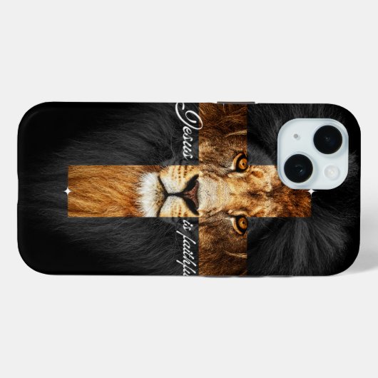 iPhone 15 Hoesje - Geloof en kracht met Cross & L (Achterkant (horizontaal))