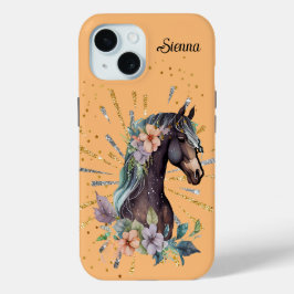 iPhone 15 Hoesje met Paard & Bloemen
