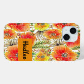 iPhone 15 Hoesje met Sinaasappel & Gele Bloemen (Achterkant (horizontaal))