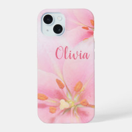 iPhone 15 Hoesje Roze Lily Dames/Meisje/Vrouw