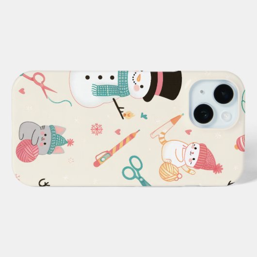 iPhone 15 Hoesjes-Cat sneeuwpop Case-Mate iPhone Case (Achterkant (horizontaal))
