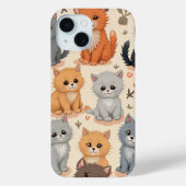 iPhone 15 Hoesjes Schattige kittenpatroon Telefoon (Achterkant)
