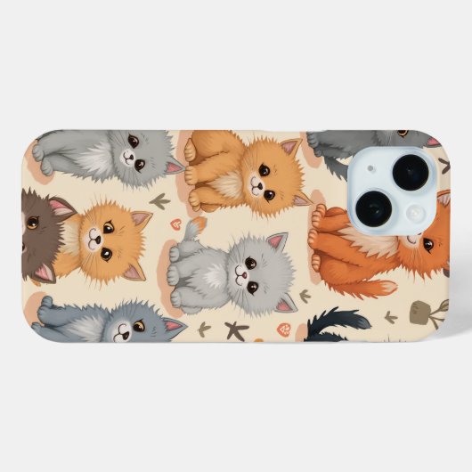 iPhone 15 Hoesjes Schattige kittenpatroon Telefoon (Achterkant (horizontaal))