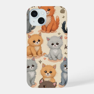 iPhone 15 hoezen Cute kitten patroon Hoesje Case