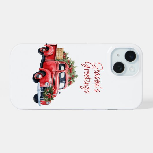 iPhone 15 Kerst Rode Vrachtwagen Hoesje iPhone 15 Case (Achterkant horizontaal)