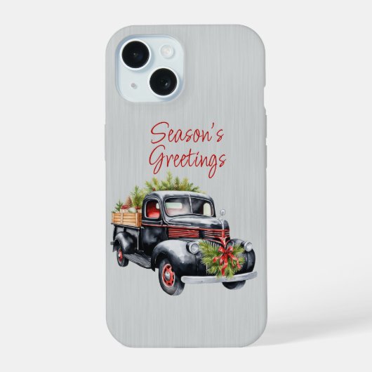 iPhone 15 Kerst  Zwart Vrachtwagen Hoesje iPhone 15 Case (Achterkant)