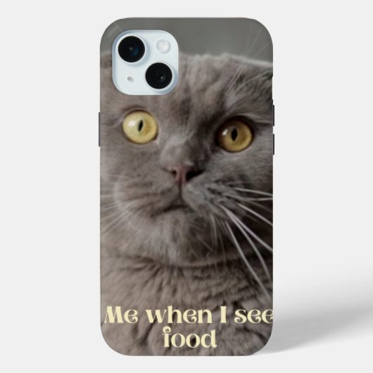 IPhone 15 plus hoesje met grappige kat (Achterkant)