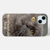 IPhone 15 plus hoesje met grappige kat (Achterkant (horizontaal))