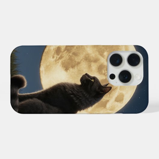 iPhone 15 Pro cat and moon phone case iPhone Hoesje (Achterkant horizontaal)