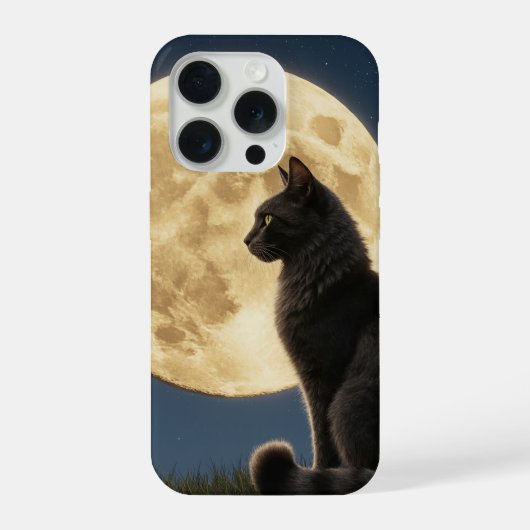 iPhone 15 Pro cat and moon phone case iPhone Hoesje (Achterkant)