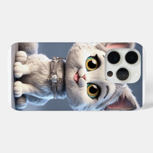 iPhone 15 Pro Hoesje met Schattige Cat Illustratio (Achterkant (horizontaal))