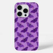 iPhone 15 Pro hoesje. Paarse vlinderontwerp. Case-Mate iPhone Case (Achterkant)