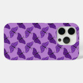 iPhone 15 Pro hoesje. Paarse vlinderontwerp. Case-Mate iPhone Case (Achterkant (horizontaal))