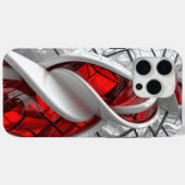 iPhone 15 pro max hoesje rode en zilveren kleur (Achterkant (horizontaal))