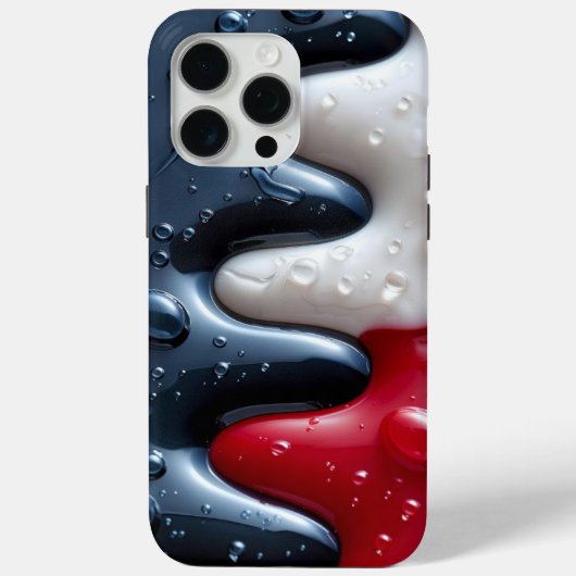 iPhone 15 pro max hoesje rood, wit en zwart romig (Achterkant)