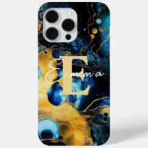 iPhone 15 Pro Max Hoesje w Blauw & Gouden Alcoholi