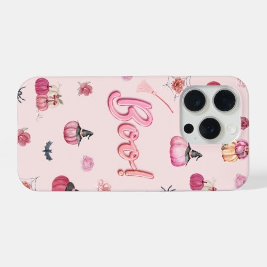 iPhone 15 Pro Pink Pumpkin Theme iPhone Hoesje (Achterkant horizontaal)
