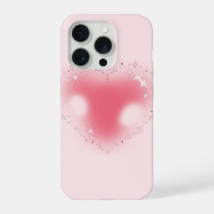 Iphone 15 pro telefoonhoesje Zacht Roze Hart. Case