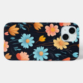 iPhone 15 Telefoon Case w / Cartoon Art Floral Des (Achterkant (horizontaal))