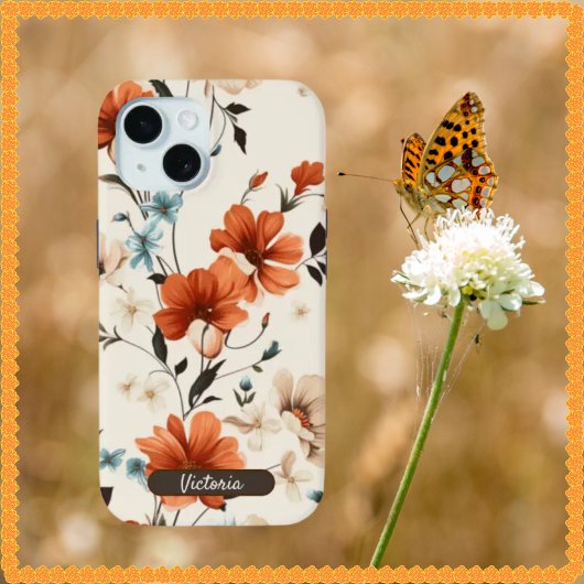 iPhone 15 Telefoonhoesje Eenvoudig Elegant Bloemen Case-Mate iPhone Case