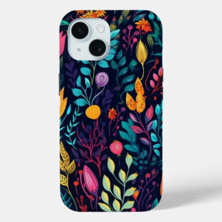 iPhone 15 Telefoonhoesje Multi-gekleurd bloemenont Case