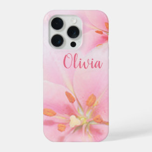 iPhone 15pro Hoesje Roze Lily Lady/Girl/Woman 15 Pro Case