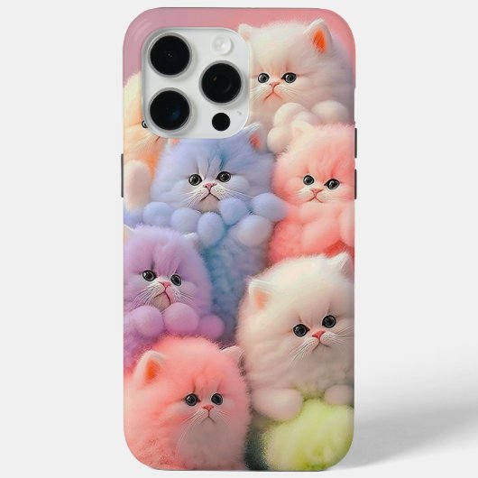 iPhone 15Pro Max hoesje teddykatten kleurrijk (Achterkant)