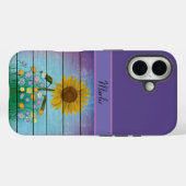 iPhone 16 Apple Hoesje met enkele zonnebloem (Achterkant (horizontaal))