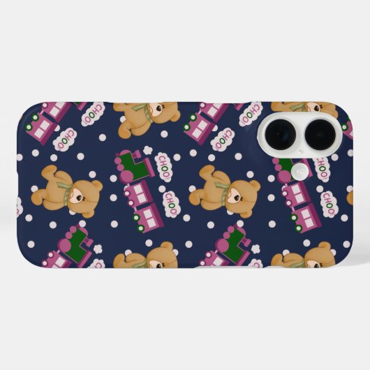 Iphone 16 Choo choo train bear case (Achterkant (horizontaal))