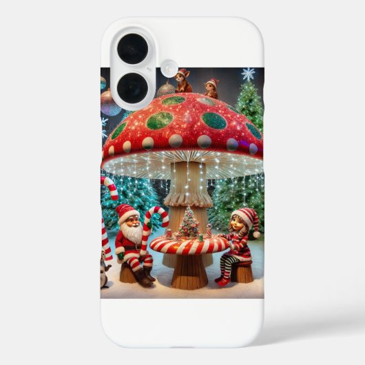 iPhone 16 Hoesje: Ontwerp van de Kerstpaddenstoel Case-Mate iPhone Case (Achterkant)