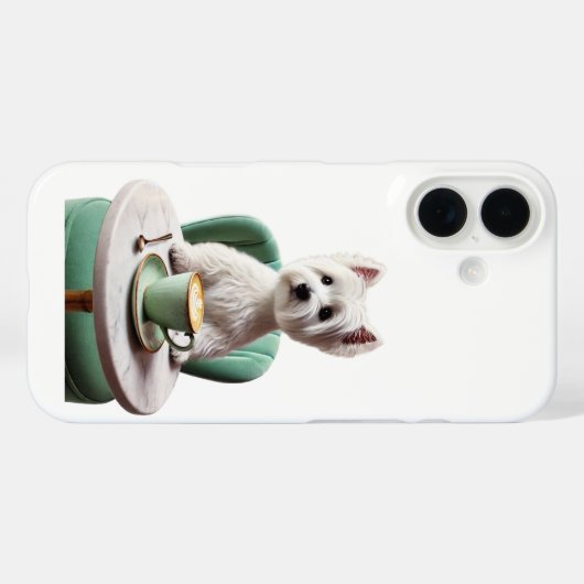 iPhone 16 Hoesje - Westie heeft een latte (Achterkant (horizontaal))