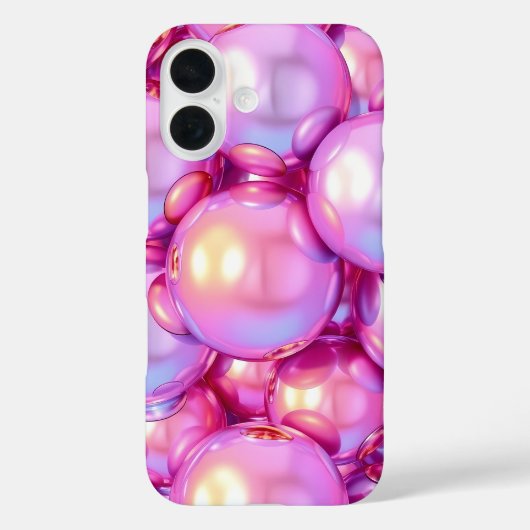iPhone 16 Iridiscerende Roze 3D Glanzende Bubble H Case-Mate iPhone Case (Achterkant)