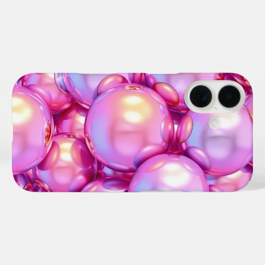 iPhone 16 Iridiscerende Roze 3D Glanzende Bubble H Case-Mate iPhone Case (Achterkant (horizontaal))