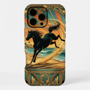 iPhone 16 Pro Max Hoesje ,Wild Zwart Paard Vrijhei